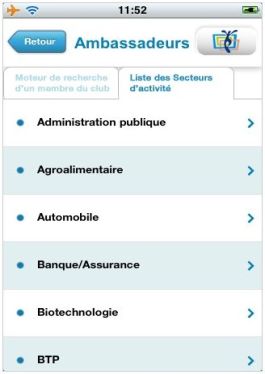 Application iPhone du Club des Ambassadeurs d'Alsace